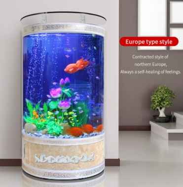 European semi-circular aquarium aquarium home glass ecological landscaping circular cylindrical goldfish tank factory