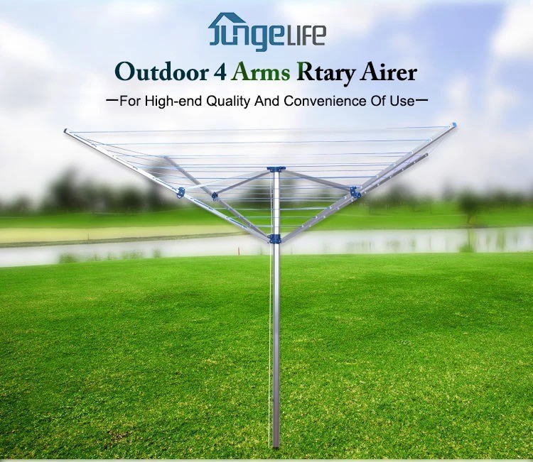 Outdoor 4-arms aluminum rotary airer, umbrella rotary clothesline