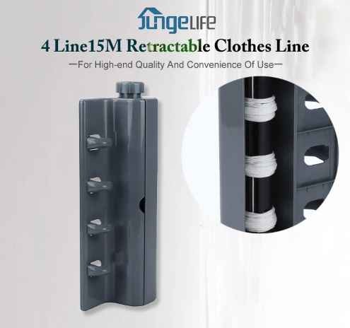 4 line retractable clothesline with hanger wall mounted