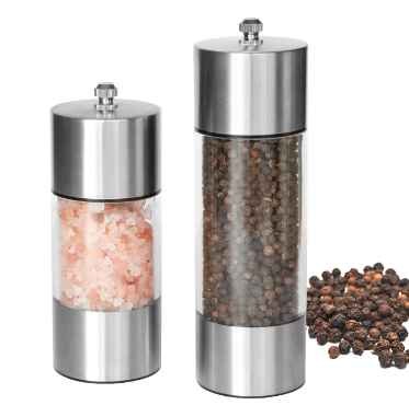 Classic Pepper and Salt Grinder Adjustable Pepper Mill with Acrylic Body for Restaurants Cafes Kitchen