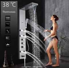stainless steel wall mounted black shower column