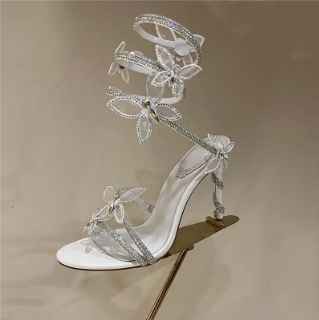 BUSY GIRL CZ4911 Crystal butterfly coil strap heels for ladies sandals women shoes bridal wedding evening shoes high heels