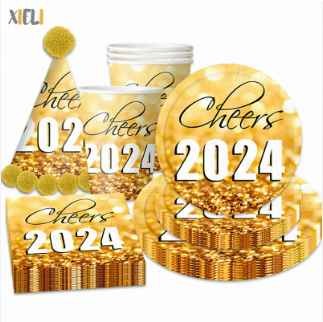 Xieli New Year Party Disposable Tableware Set Disposable Paper Plate Paper Cup Paper Napkins