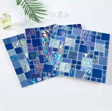 Foshan modern design interior wall blue glass crystal swimming pool mosaic tiles
