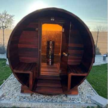 Thermo wood/cedar sauna outdoor wooden barrel sauna with panoramic window sauna room