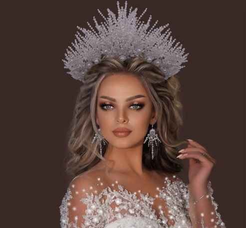 Bride pearl Crown Earring set luxurious crystal hair accessories wedding tiara