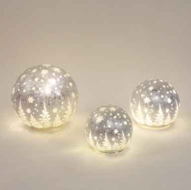 Luxury 20cm 25cm 30cm electroplating super quality clear led christmas light up glass ball ground light