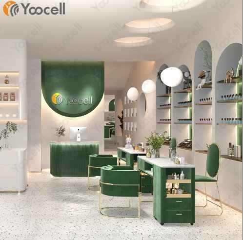 Yoocell green series new arrival spa furniture package nail salon manicure table foot spa pedicure chair beauty salon set