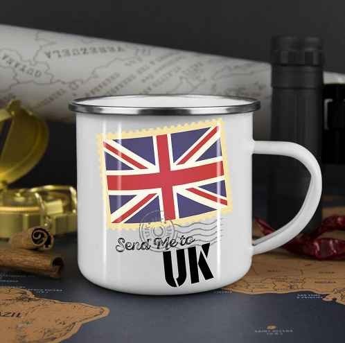 CHL wholesales 12oz white red yellow blue custom logo sublimation iron plate tin enamel metal camping coffee tea cup mug
