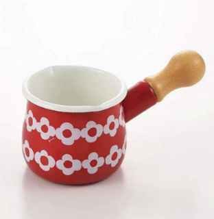 Japan Korea market custom logo printed kitchen Mini Coffee Cooking enamelware saucer pan enamel milk pan pot with Wood Handles