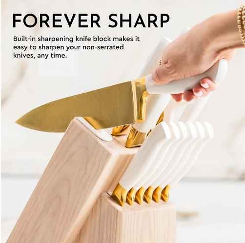 High quality kukhonnyye nozhi stainless steel gold chef kitchen knife set kitchen knives with holder