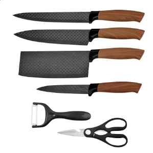 Hot selling kitchen knife accessories wood grain pattern kitchen knives stainless steel knife set for kitchen