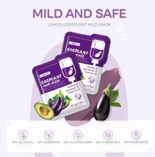 LAIKOU Eggplant Mud Mask 5g Crystal Female 24k Gold Collagen Facial Mask Face Sheets Peel Collagen Products Collagen Beauty Tea
