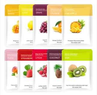 Private Label 100% Natrual Organic Hydrogel Powder Skin Mascarilla Facial Caremoisturiser Beauty Fruit Facial Mask Cotton Sheet