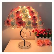 Modern luxury table lamps suitable for bedroom creative rose desk lamp