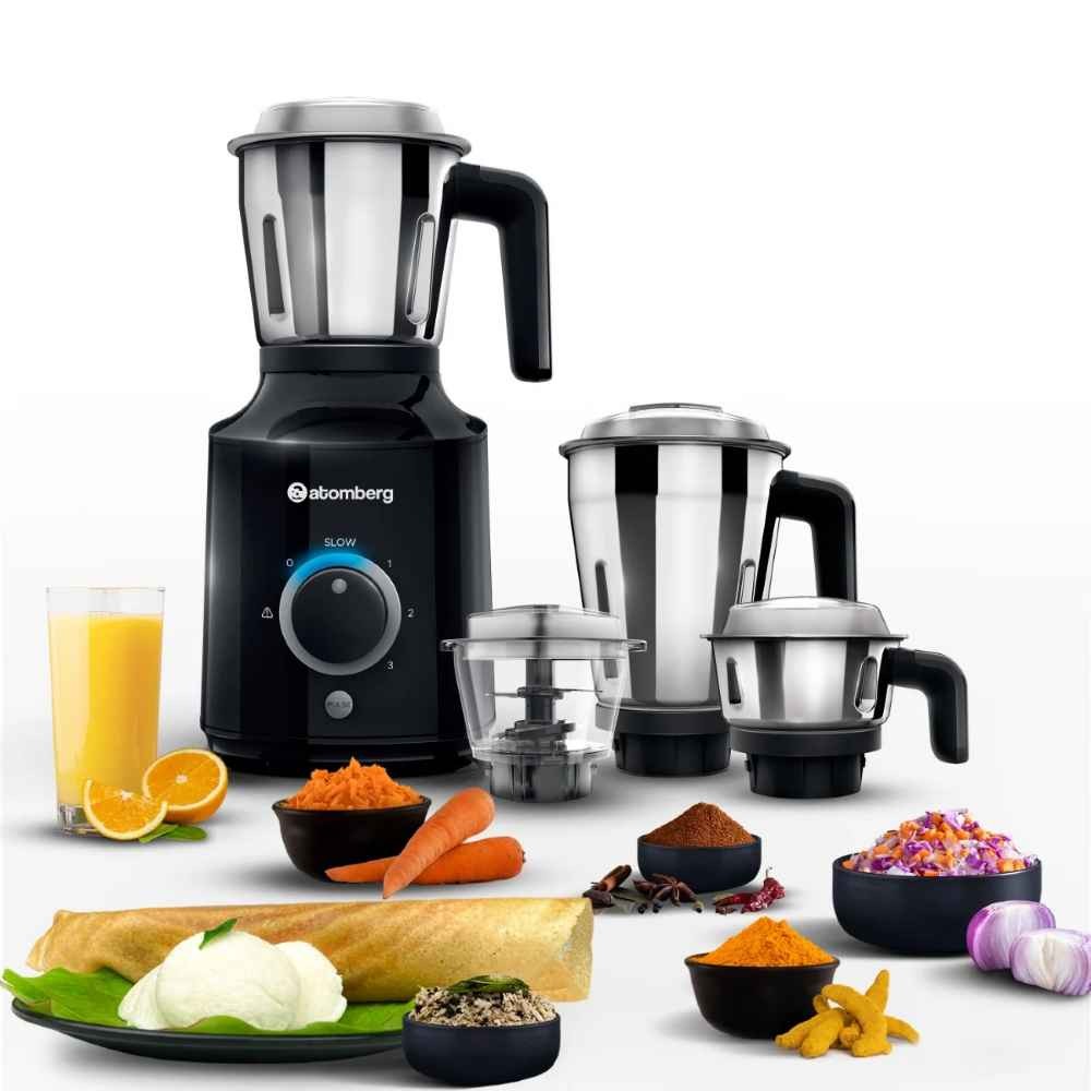 Atomberg MG 1 All-in-One Mixer Grinder with 4 Jars | Chopper Jar Inclusive | 4 Speed Control Powerful BLDC Motor with LED Indicators