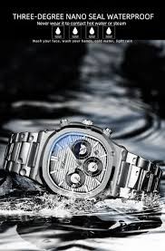 CHENXI New Fashion Transparent Multifunction Men Watch Three Eye Calendar Timing Luminous Waterproof Steel Strap Quartz Watches