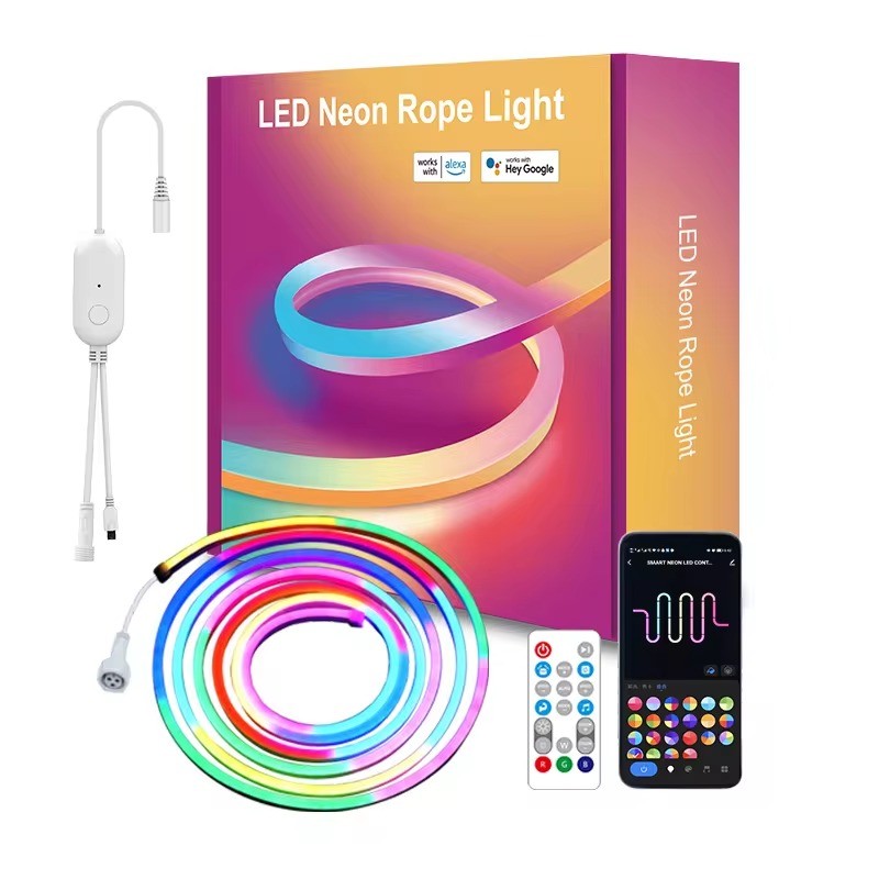 RGB Color Changing Lighting Waterproof PVC Silicone Neon Smart LED Strip Lights For Outdoor Indoor Bedroom Living Room Decor