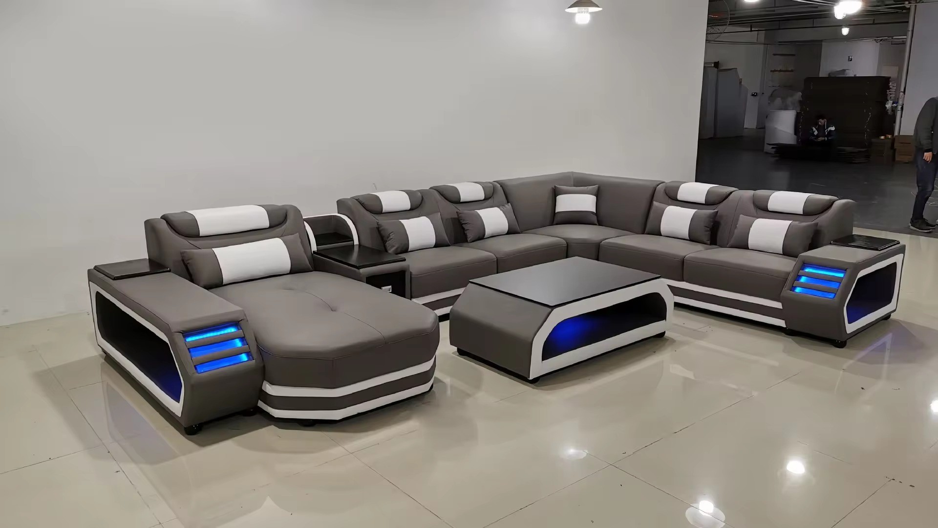 LED Smart Sofa Sofa Living Room Luxury Furniture Full Set of Couches Decor Home Leather 7 Seater Sofa Set Bedroom Sets Modern