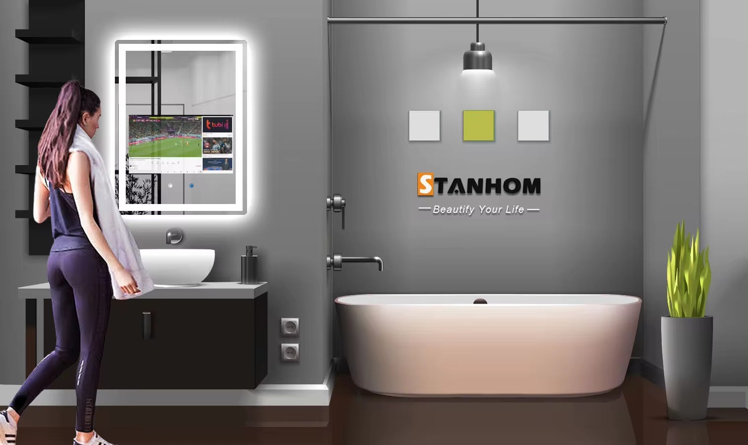 STANHOM Villa Hotel Project Bathroom Wall Mounted Intelligent Smart Android Mirror