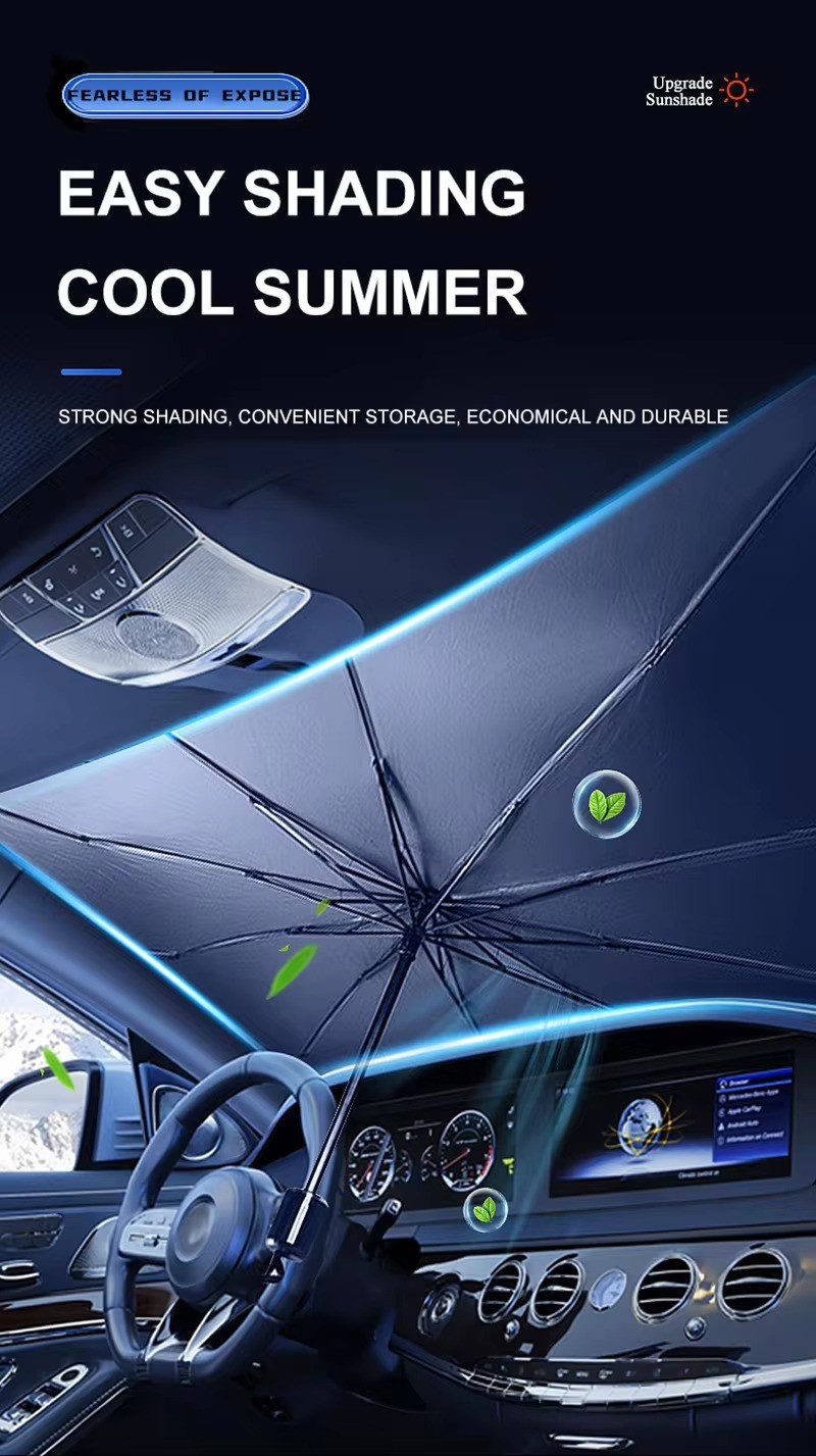Hot selling in summer compact car use umbrella sunshade for windshield