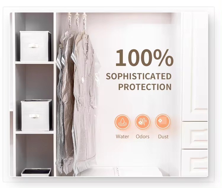 Taili 4PACK Space Saver Plastic Vacuum Bag Compressed Storage Hanging Bag For Clothing Clothes Closet Organizer Storage