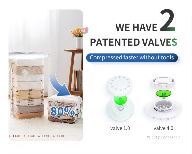 High Quality Pump Free Design Space Saver Cloth Organizer Compression Seal Vacuum Cube Storage Bag