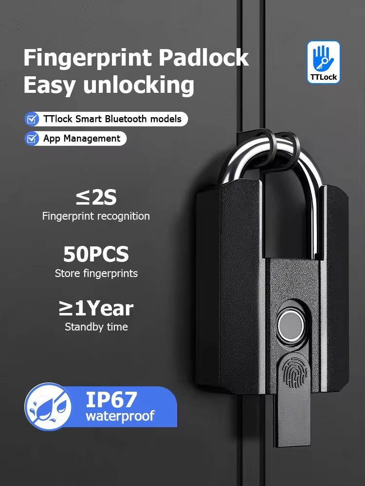 Tediton Antitheft Cerradura Wifi TT Lock Waterproof uUnique Touch Smart Electronic Fingerprint Padlock