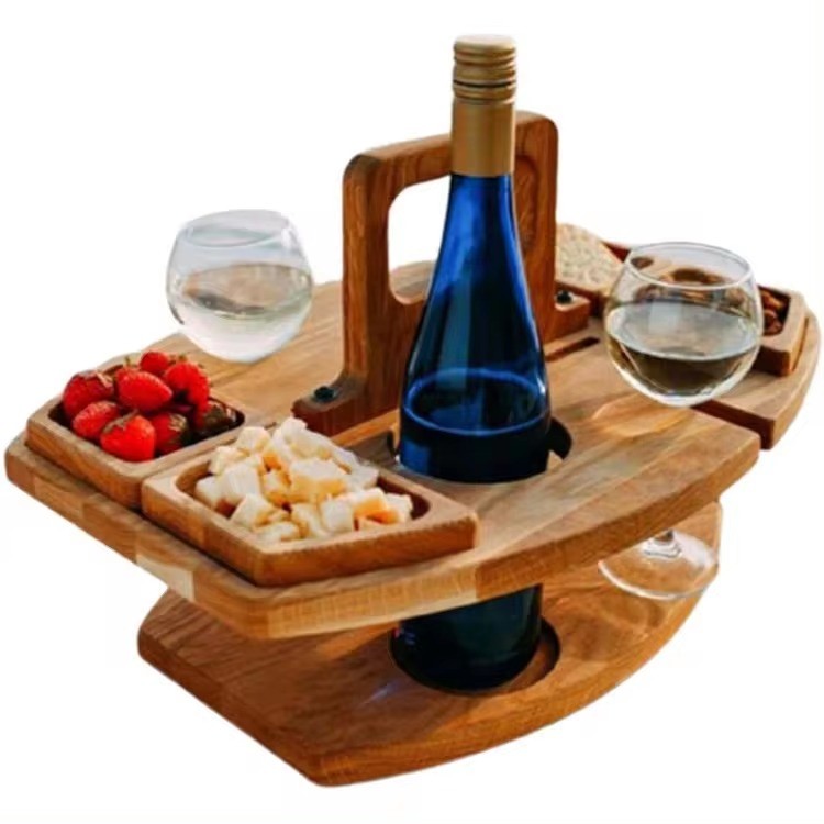 2 Layer Nature Bamboo Camping Basket Wooden Wholesale Picnic Basket Set