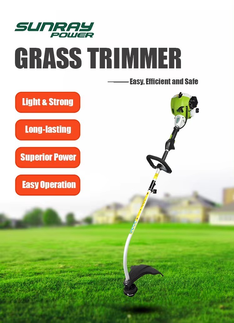 Sunray Power 2 Stroke Handheld Curved Shaft Gasoline Petrol Grass Trimmer String Trimmer