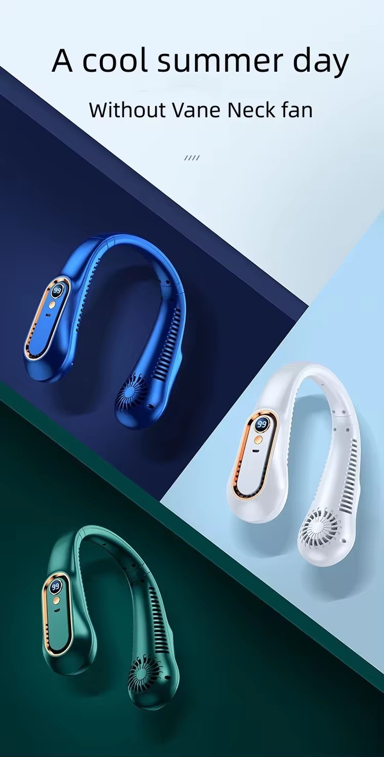 Yipin 2024 New Arrivals Wearable Neck Fan for Outdoor,new design Rechargeable Usb Portable Cooling neck Fan