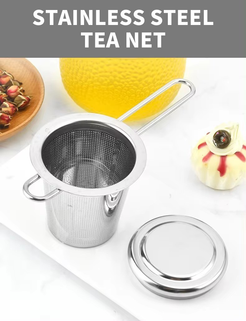 Trending Products 2024 New Arrivals Gadgets Stainless Steel Mesh Tea Infuser with Lid for Teapots Mugs Cup to Steep Tea Coffee