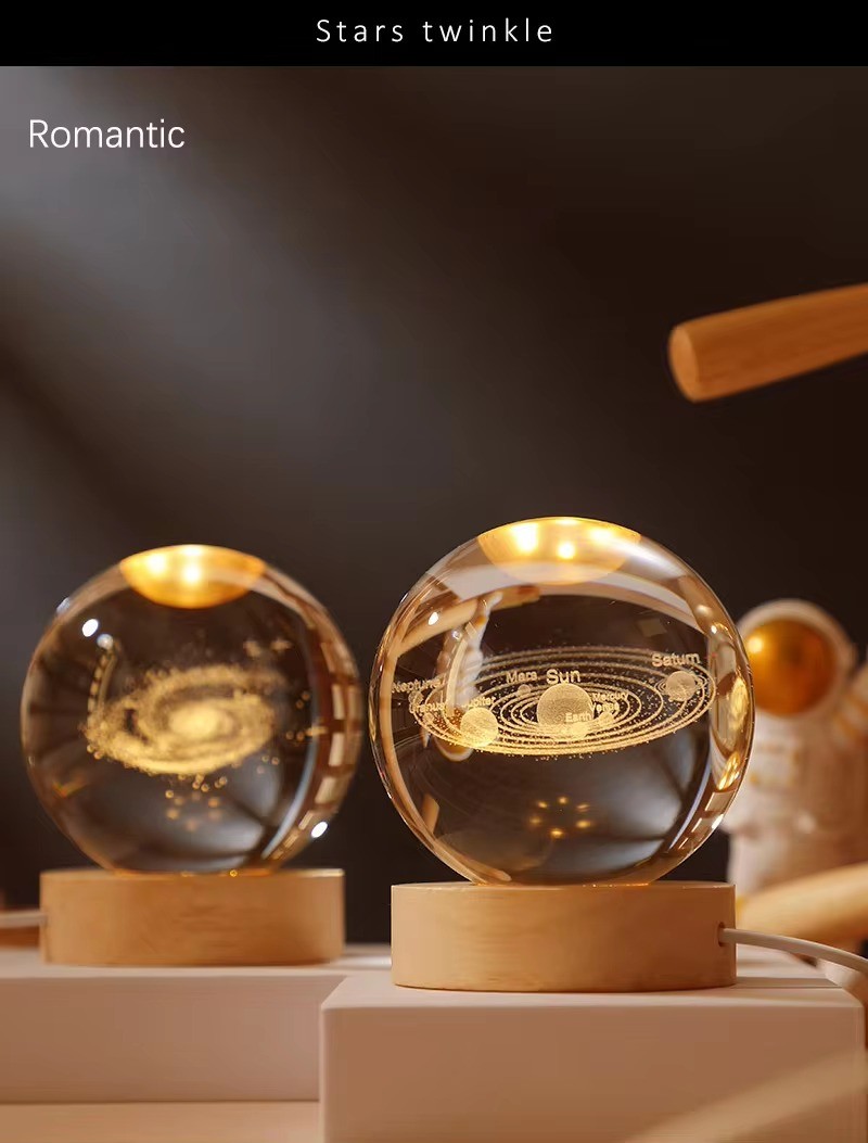 Crystal Ball Astronauta Proyector 3D Led Night Light Kids Bedside Lamp Luminarias Night Lamps For Bedroom