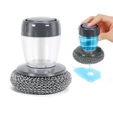 Masthome Kitchen Gadgets PET Soap Dispensing Palm Scrub Cleaning Brush Plastic Pot Scrubber Dish Brush With Soap Dispenser