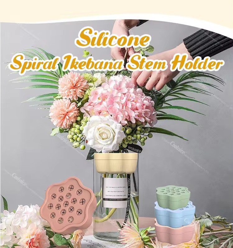 2024 Spiral Ikebana Stem Holder for Vases Spiral Flower Stem Holder Ring Spiral DIY Flower Arrangement Holder