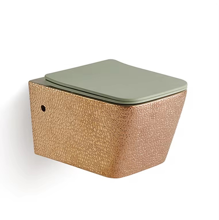 Modern Ceramic Gold electroplate wall hung Toilet Square Shape For Bath Room