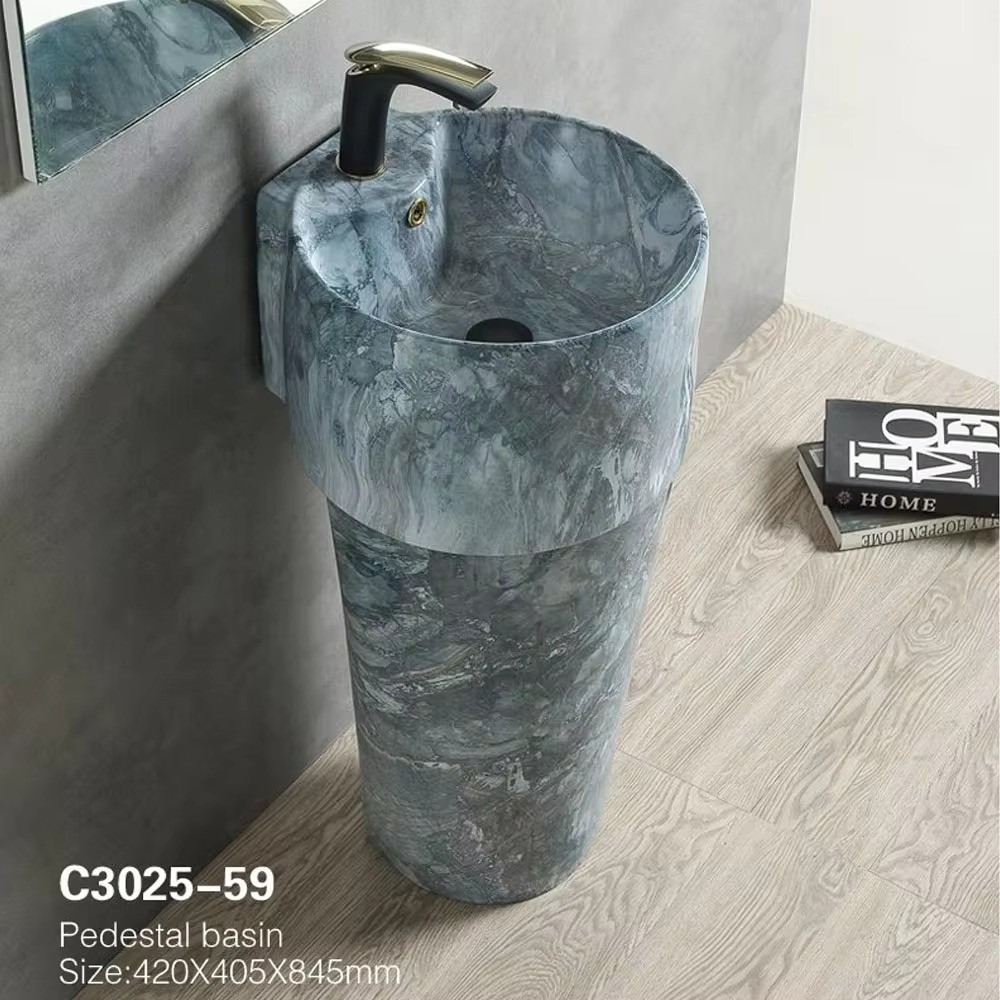 Multiple colors ceramic colour floor standing wash pedestal basin