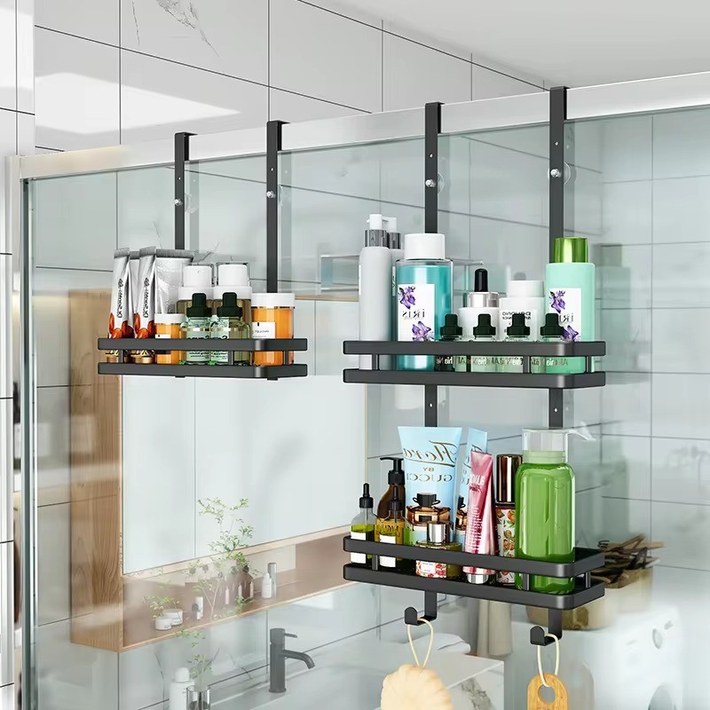 Stainless Steel Double layer wire basket for bathroom shelf kitchen storage shower caddy/basket with hook