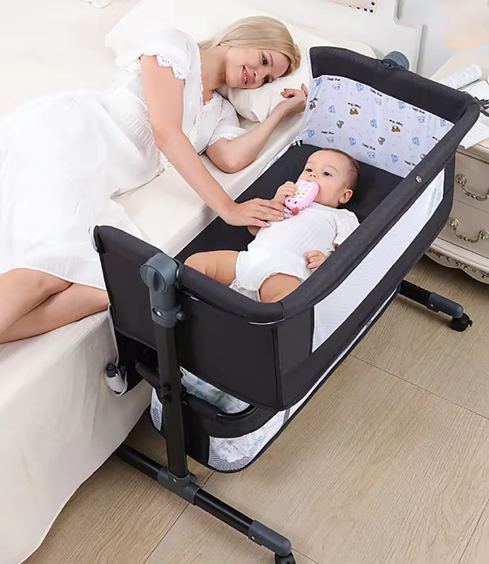 2023 Cheap multi-functional crib suitable for Africa bed with mosquito net bed Newborn bed with storage box for infant 0-12month