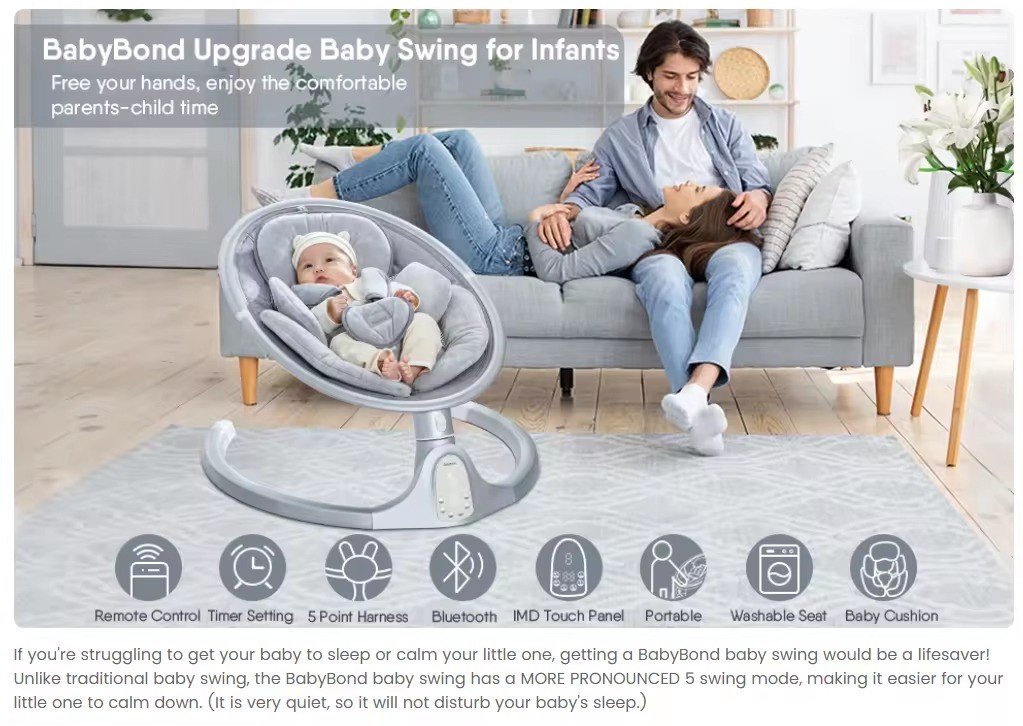 hot sale Manufacturers of luxury baby swings for infant electric baby rocking chair Foldable baby sleeping chair with music