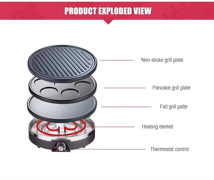 Traditional French Electric Pancake and Crepe Maker Machine Non Stick Large Hot Plate Free Utensil Accessories