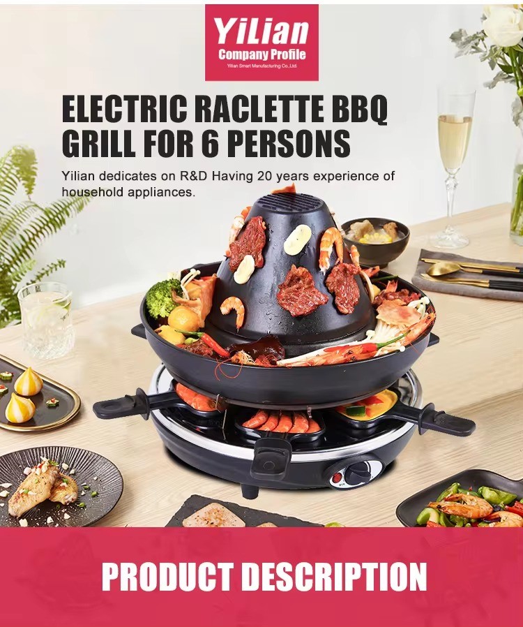 Luxury double layer indoor party portable teppanyaki electric raclette bbq grill chocolate making machine