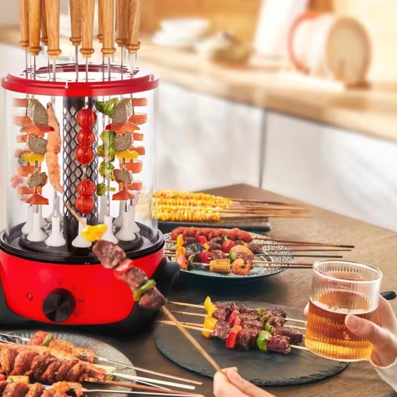 Multi-functional Indoor Automatic Rotary Skewer Grill Smokeless Electric Rotisserie BBQ Grill