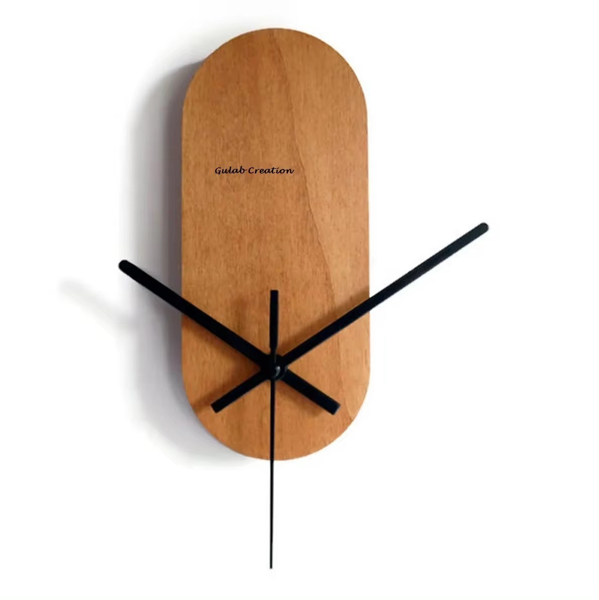 Minimalist very small natural mango wooden quiet light walnut wall clock for living room