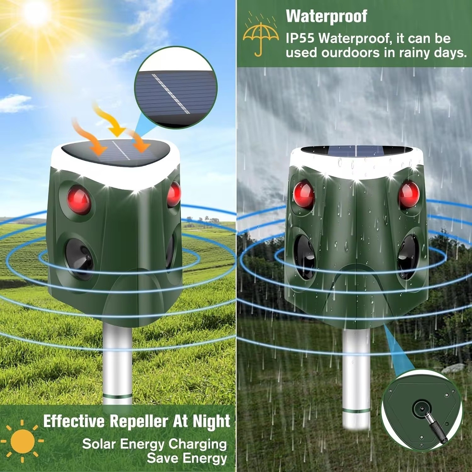 Saijzek. AMZ Top Sale High Effective Outdoor Garden Wild Animal Repellent Ultrasonic Animal Repeller Solar Animal Repeller