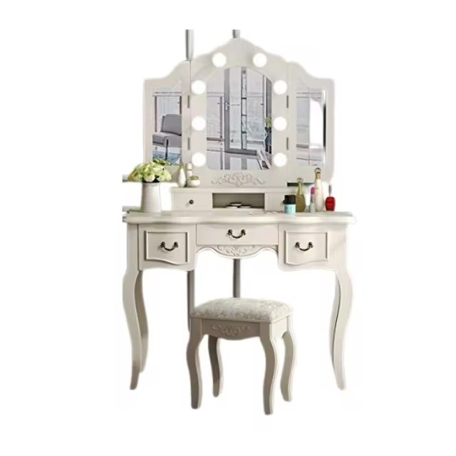 European Design Makeup Vanities With Mirror and Stool Dressing Mirror High Quality Direct Factory