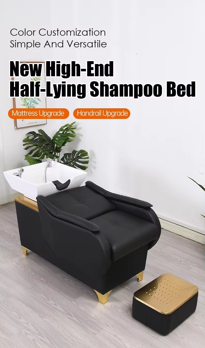 Modern High-End Electric Shampoo Bed Semi-Lying Flush Bed Beauty Salon Ceramic Basin Wash Hair Bed