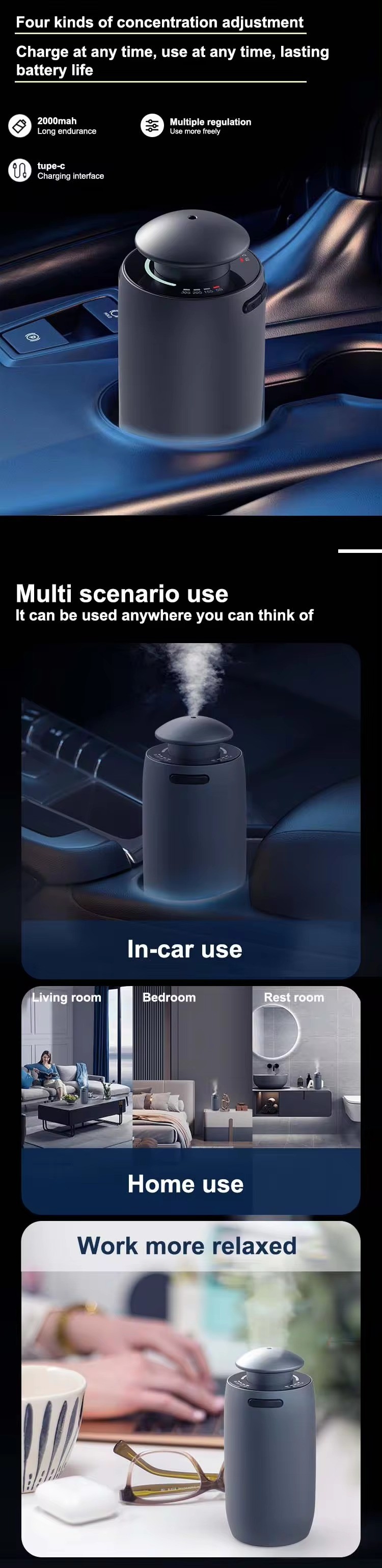 New product Household pure essential oil fragrance machine Air fresh diffuser Essential oil diffuser Car aroma diffuser custom