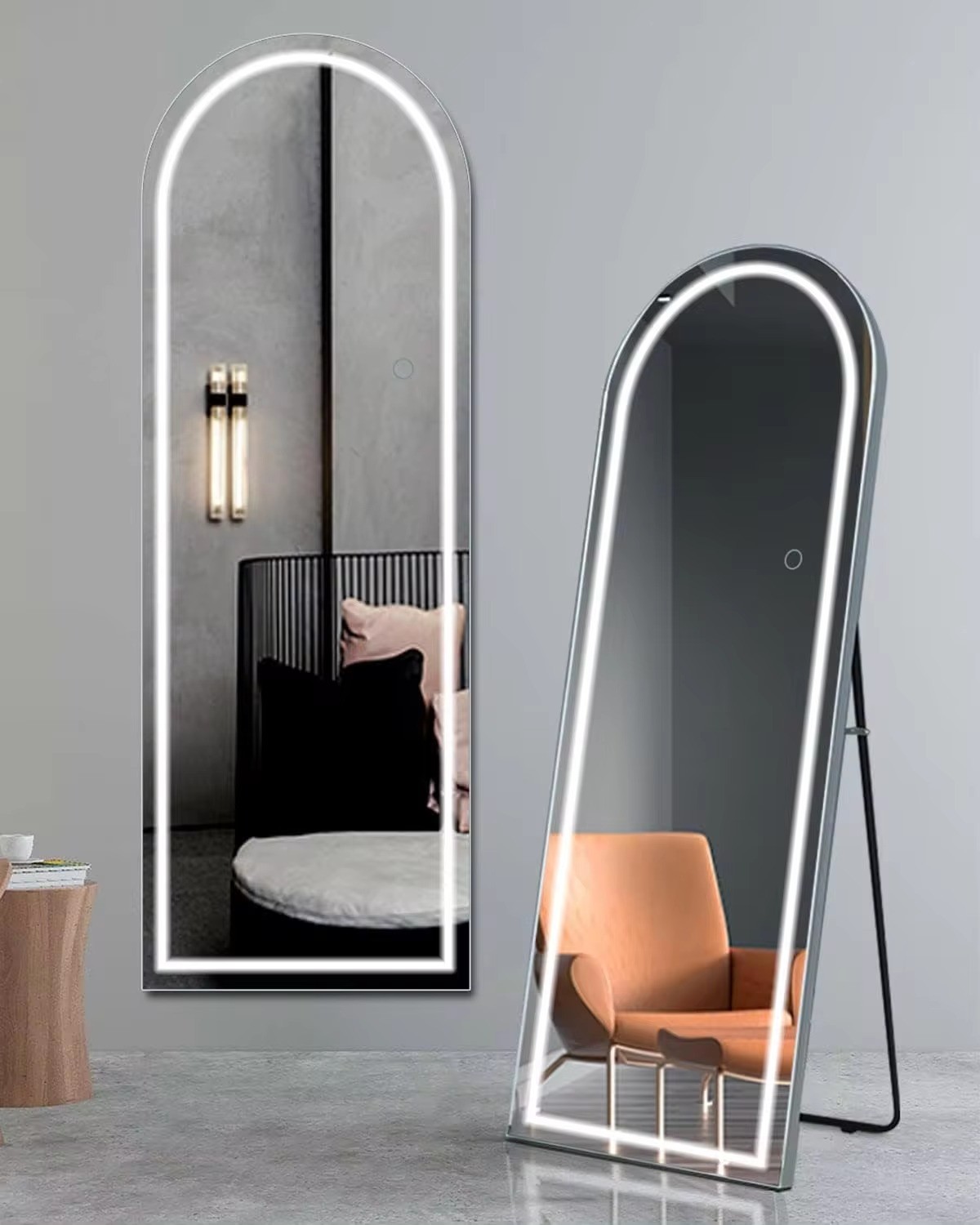 Modern Design Luxury Home Decor Large Full-Length Wall Mounted Mirror with Metal Frame Big Arch Standing Floor Miroir Spiegel