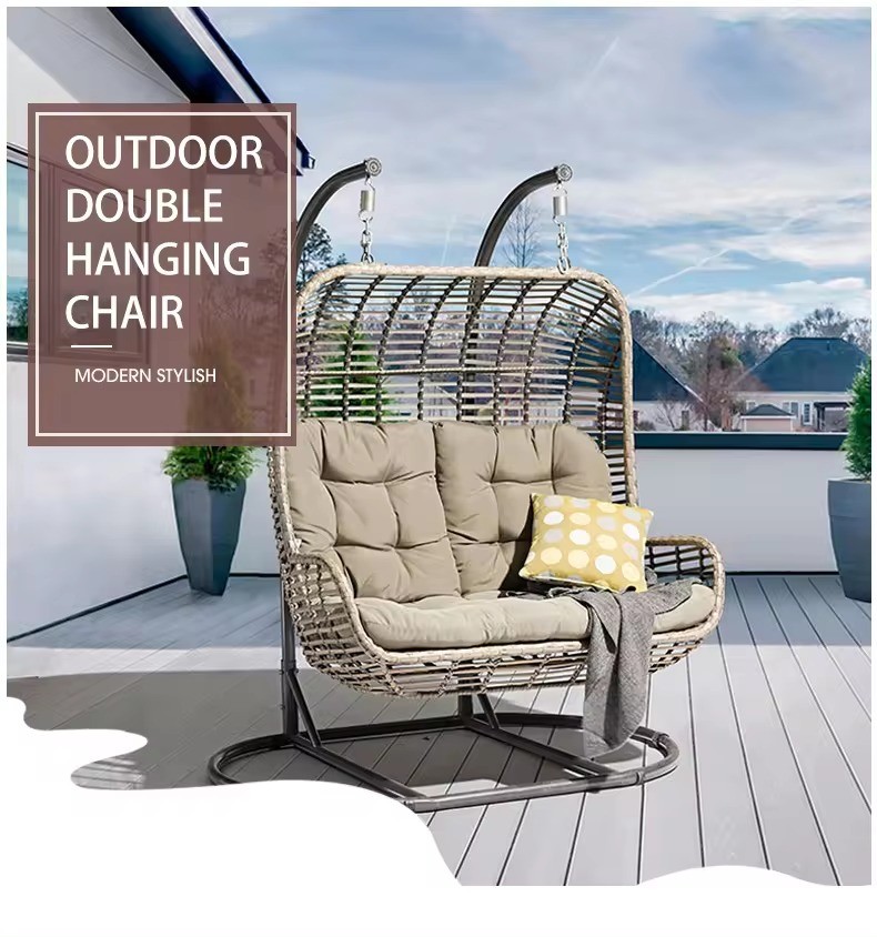 Uland Wholesale Outdoor Garden Furniture Hanging Chairs Swing Standing Double Hanging Wicker Egg Chair